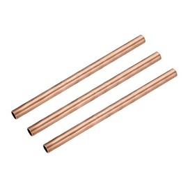 sourcing map Copper Round Tube, 12mm OD 1mm Wall Thickness 200mm Length Straight Pipe Tubing 3 Pcs