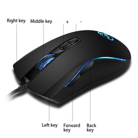HXSJ V700BW+A869 USB Computer Keyboard and Mouse Kit with 61-key Wired RGB Backlight + Wired Gaming Mouse Colorful LED Lighting 4-Level movement speed Max.3200DPI for PC Laptop