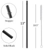 Alink 13 Inch Extra Long Reusable Plastic Black Straws, 12-Pack