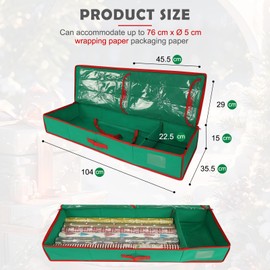 Wrapping Paper Storage Bag- Stable 102×36×15cm Gift Wrapping Paper Storage Box,Fabric Storage Bag, Gift Wrap Storage Bag for Gift Bag, Postcard, Wall Paper Roll