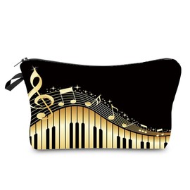 Livel lhood Musical Note Piano Cosmetic Bag for Women Cute Small Makeup Bag for Purse Travel Toiletry Zipper Pouch for Girls Gift for Music Lovers Musical Note Piano Makeup Bag for Her