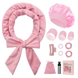 Juego de 12 Piezas Rizadores Sin Calor para Dormir, 4 Tamaños Autoadherentes, Crea Rizos Naturales y Definidos sin Daño al Cabello, Incluye Cinta Sujetadora y Bolsa de Regalo, Ideal para Cabello Corto, Mediano y Largo (Rosa)