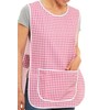 Ladies Gingham Design With Piping Tabard Apron Overalls Front Pocket