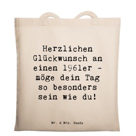 Mr. & Mrs. Panda Tragetasche Spruch 1961 Geburtstag - Geschenk, einzigartig, Herzlichen Glückwunsch, Strandtasche, Happy Birthday, Einkaufstasche,