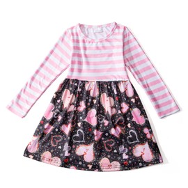 DALITA BOUTIQUE Toddler Girls Valentine Day Twirl Dress Love and Heart Long Sleeve Dresses 3-4T