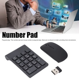 Numeric Keypad, Mini 2.4G 18 Keys 1200 DPI Number Keyboard, Portable Silent Financial Accounting Numeric Keypad Extensions Mouse Combo, for Laptop, PC, Desktop, Notebook