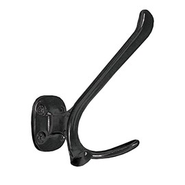 Generic Big Heavy Duty Three Prongs Coat Hooks Wall Mounted with 8 Screws (Two Types of Screws Included) Retro Double Utility Rustic Hooks for Thick Coat, Big Heavy Bags (Black)