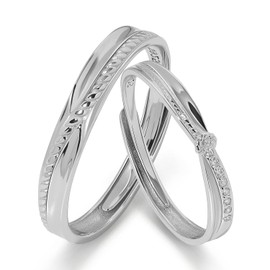 Meissa Versprechensringe Eheringe für Damen, 925 Sterling Silber Knotenring Verlobungsringe Paar Verstellbare for Herren Damen Ringe für Hochzeit und Jahrestag, Set aus zwei Ringen