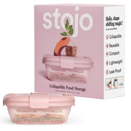 STOJO Collapsible Sandwich Box – 24oz, Reusable Food Storage Container, Silicone Bowl for Hot/Cold Food – Meal Prep, Lunch, Camping, Hiking – Dishwasher Safe (Set of 1, Carnation Pink)