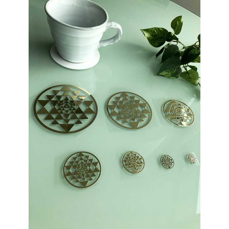 RELIGHT Shri Yantra Sticker Sticker Metal Sacred Geometric Orgonite Decor