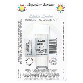 Sugarflair Pearl White Edible Lustre Dust, Add a Lustrous Shine to Cakes or Decorations. Brush On or Add Rejuvenator to Create Eye-Catching Edible Paint, Gives Shine to Your Bakes - 2g