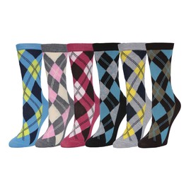 Gilbins Women's Argyle Pattern Poly Cotton Dress Socks (6 Pairs)
