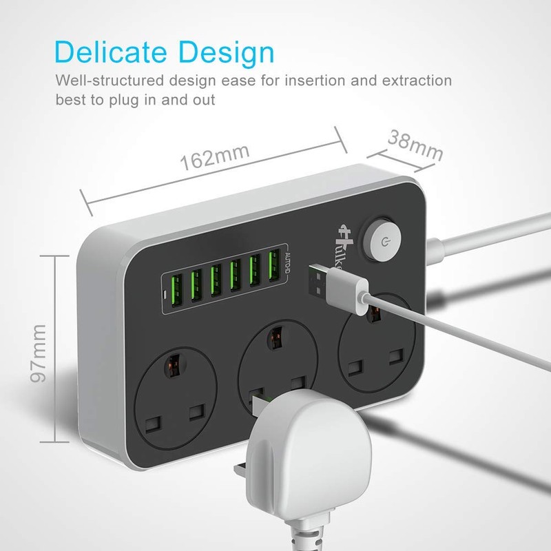 Hulker Power Strips with USB ports 3 Way Outlets 6