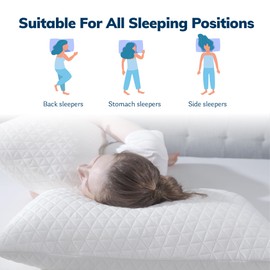 Shredded Memory Foam Pillows, Bed Pillows for Sleeping, Medium Firm Pillows Queen Size Pillow for Side Back Stomach Sleepers, Neck Support Pillow with Washable Removable Cover (1 Pack, Classic White)