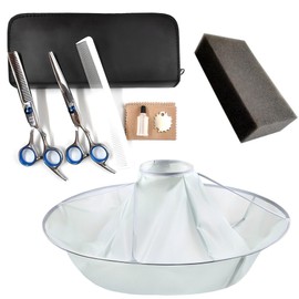 Genie Hands household hairdressing scissors set, 2 types of scissors + beauty cutter + sponge, 1 set / 지니핸즈 가정용 미용가위세트 가위2종+미용커트보+스펀지, 1세트