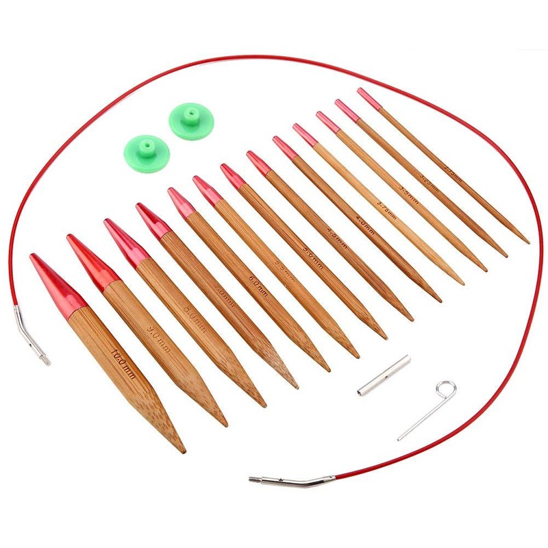 Circular Knitting Needles Ring Set Interchangeable Carbonized Bamboo Needles Set
