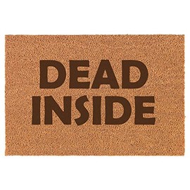 Daylor Dead Inside Funny Zombies Doormat Brown Natural Coir Rectangular Front Entry Non Slip Door Mat (16 in. x 24 in.)