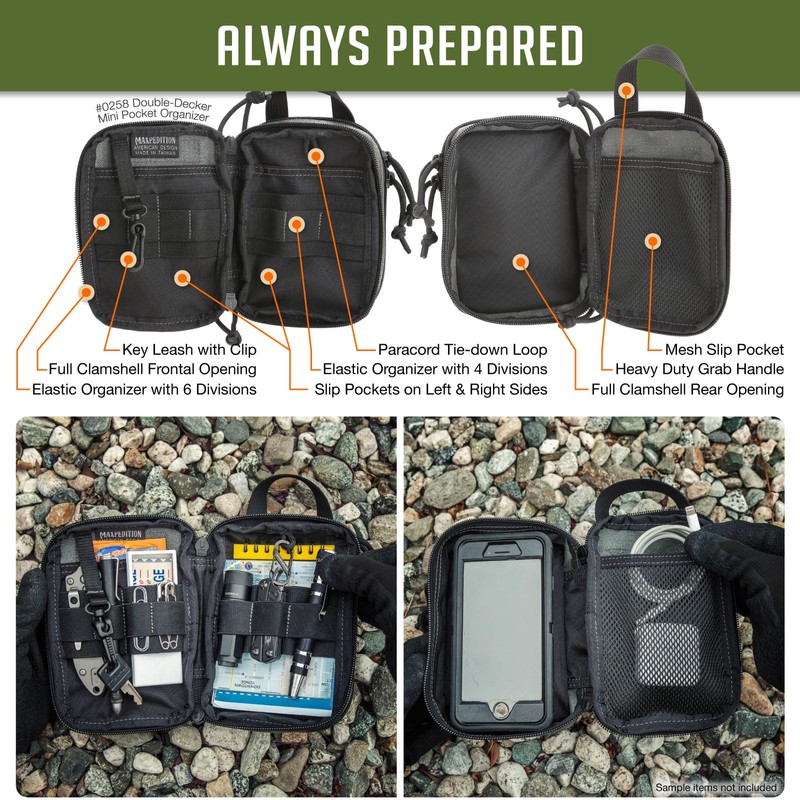 MAXPEDITION Double-Decker Mini Pocket Organizer (4” x 2.5” x 6”)