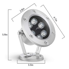 RSN LED Underwater Light 18W RGB Waterproof Grade IP68 LED Color Changing Spot Light Landscape Lighting Suitable for Swimming Pools, Fountains, Waterfalls, Aquariums（Not Include Transformer）