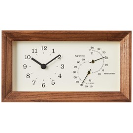Lemnos Lemnos Wall Mounted Thermometer/Hygrometer, FRAME LC13-14 BW Frame, Brown, Natural Wood, Analog