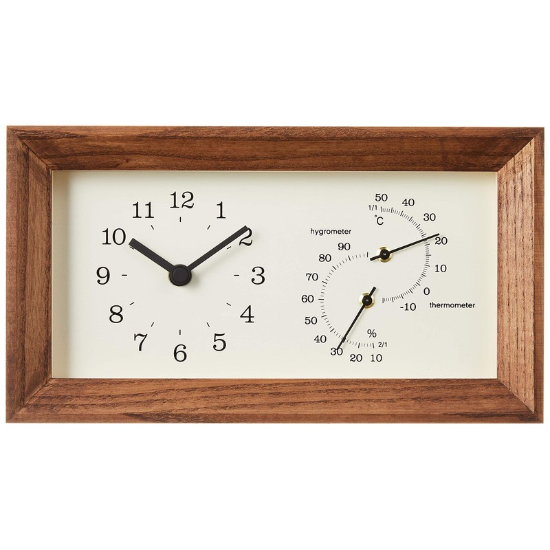 Lemnos Lemnos Wall Mounted Thermometer/Hygrometer, FRAME LC13-14 BW Frame, Brown,