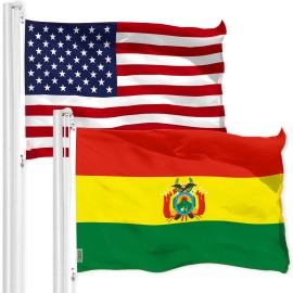 UD_G128 Combo Pack: American USA Flag 3x5 Ft & Bolivia Flag 3x5 Ft, Both Printed 150D Polyester, Indoor/Outdoor, Brass Grommets