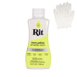 Rit Dye – Liquid Fabric Dye for Crafting, Clothing, and Décor – 8 oz. Bottle – Neon Yellow (Gloves Included)