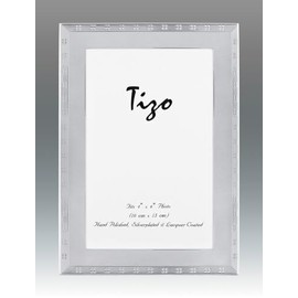 Tizo 4" X 6" Ribbed Border Silverplate Frame Made in Italy…