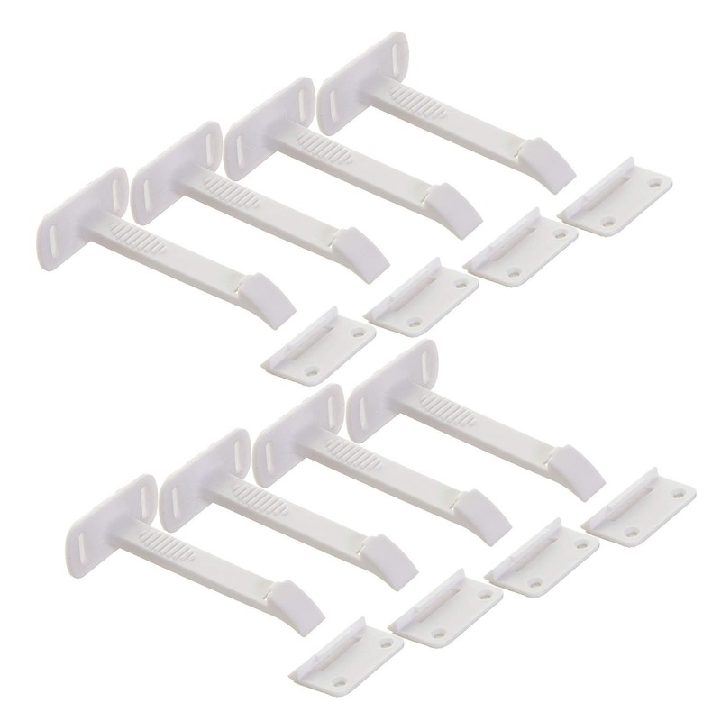 Dreambaby Adhesive Safety Latches for Drawers & Cabinets, White, 8