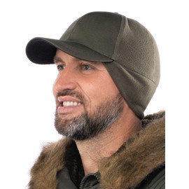 2SBR 2SABERS Mens Winter Hat with Earflaps and Visor - Warm Trucker Baseball Cap Hat Olive Green