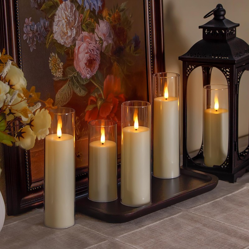 Yeelida Acrylic Flameless Flickering Candles with Remote Control and Timer,