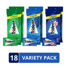 Trident Sugar Free Gum Variety Pack, Spearmint, Perfect Peppermint & Original Flavors, 18 Packs of 14 Pieces (252 Total Pieces)