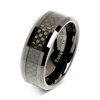 8mm Tungsten Carbide Ring Carbon Fiber Inlay Black Plated Wedding