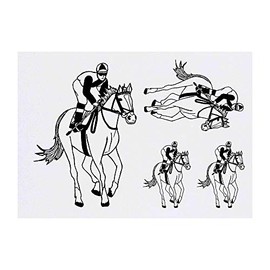4 x 'Jockey Riding Horse' Temporary Tattoos - Water Resistant, Skin-Safe, Non-Toxic Transfers, Mixed Sizes (TO00015548)