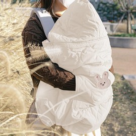 Winter Baby Carrier Cover Stroller Cover -Warm Thicker Hooded Stretchy Cloak Hooded Reversible, Cloak Kangaroo Hoodie for Mom Baby, Suit for All Seasons-Beige