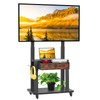 Rolling TV Stand with Fabric Drawer for 32-75 Inch Flat/Curved