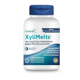 XyliMelts Natural, pack of 110, adhesive tablets against dry mouth at night, moisten the mouth for 4-8 hours during sleep, with neutral taste, against dry mouth