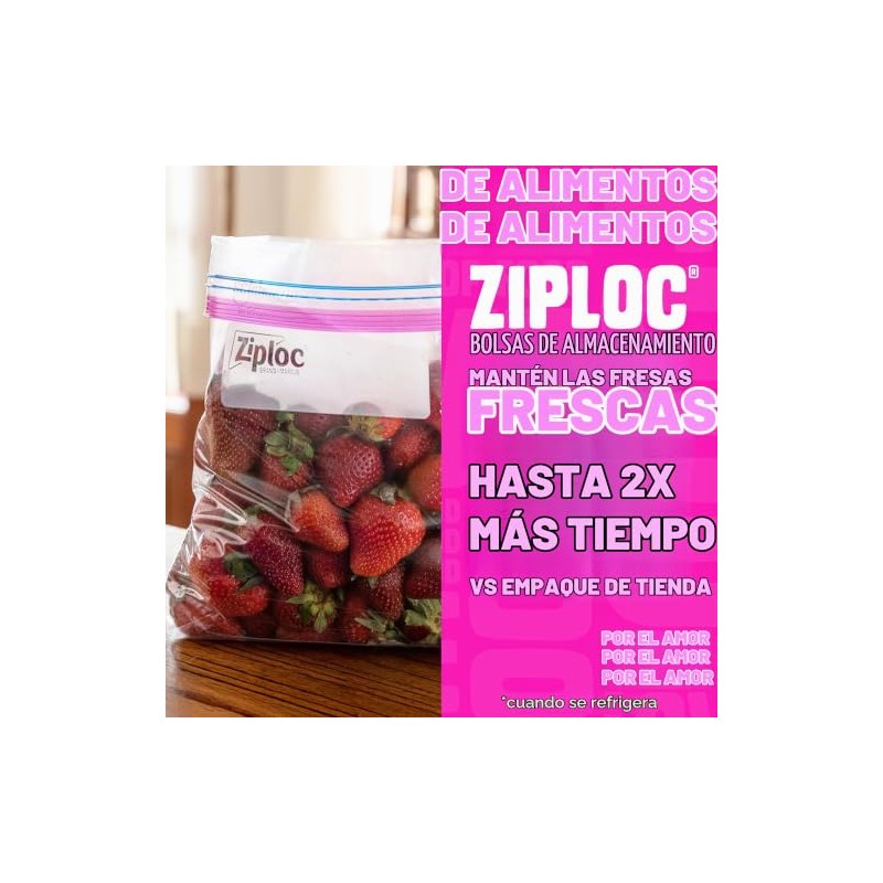 Ziploc Bolsas de almacenamiento de alimentos de cuarto de galón,
