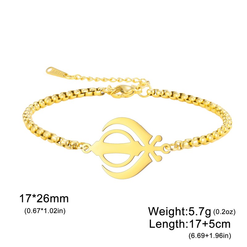 Khanda Symbol Bracelet for Women Stainless Steel Sikhism Pendant Adjustable