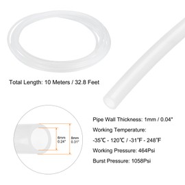 sourcing map Pneumatic Air Line Tubing 8mm OD x 6mm ID 10 Meters(32.8 FT) Air Compressor Nylon Tubes Polyamide Air Tubing Hose Tube for Air Compressor Water Fluid Transfer, Clear