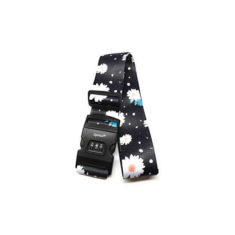SpiriuS Floral Daisies Travel Luggage Straps Adjustable Suitcase Safety Combination