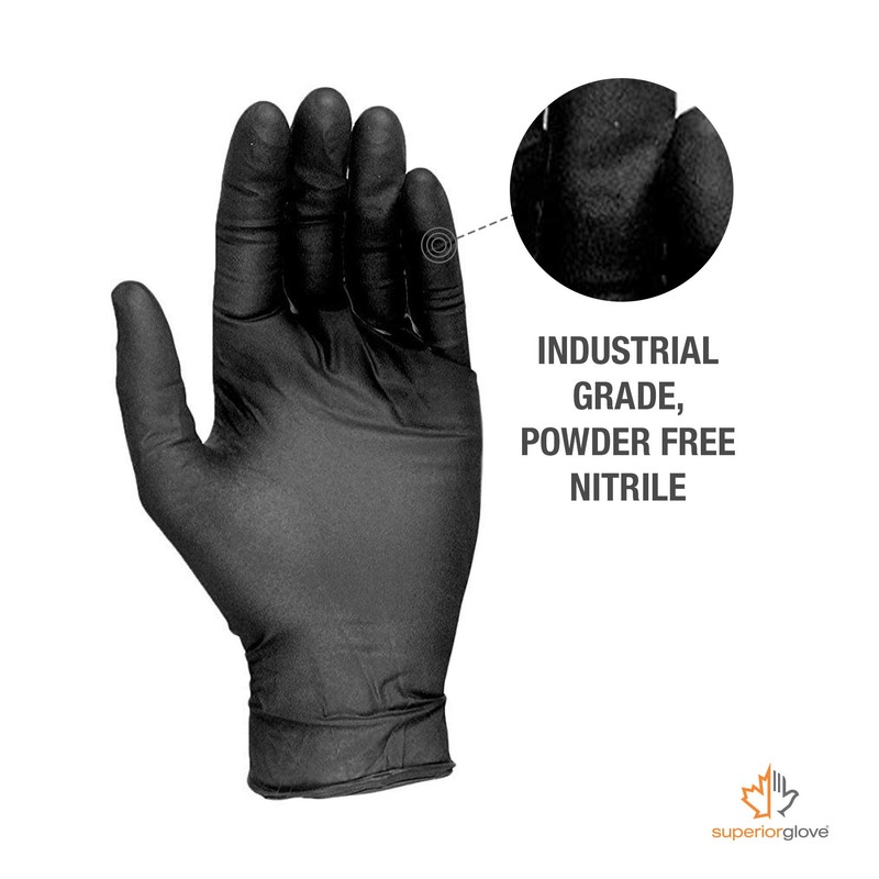 KeepKleen Nitrile Disposable Gloves, Ultra Thin Black, Powder Free, 3.5