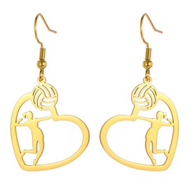 TEAMER Heart Volleyball Player Earring Delicate Volleyball Pendant Trendy Sports Ball Jewellery for Team Athletes Trainers Volleyball Lovers, Stainless Steel, No Gemstone