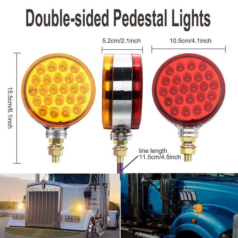 Biqiure 2PCS 4" Round Double Face Fender Pedestal Light 48LED