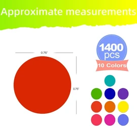 HIDOSNG 1400 PCS Colored Dot Stickers Round Color Coding Labels Polka Circle Dot Label Sticker for Office,Classroom,Papers Etc