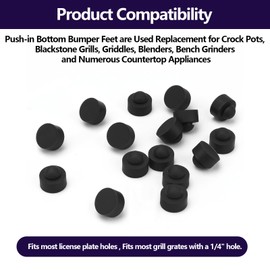 Rubber Push-in Bumper Tight-Grip Stem - for Use in 1/16" Panel Thickness Fits 1/4" Hole - Bumper is 1/2" Diameter 1/4" Height -16 Pack