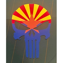 Avery Dennison Punisher Skull Arizona Flag Distressed Punisher Skull Sticker Decal Vinyl