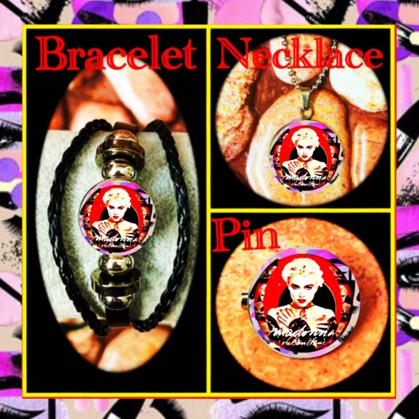 MADONNA SET OF THREE BRACELET +NECKLACE+PIN