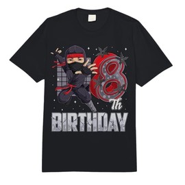 Ninja 8th Birthday Party Theme 8 Eight Year Old Kids Boys Comfort Colors Adult Heavyweight T-Shirt