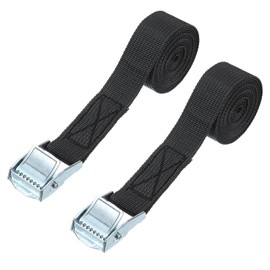 PATIKIL 1" x 5ft Lashing Strap with Buckles, 2 Pcs Cam Buckle Tie Down Straps Adjustable Heavy Duty Secure Cinch Straps Up to 551 lbs for Cargo Kayak Bicycles, Black